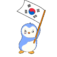 Waving South Korea Sticker by Pudgy Penguins
