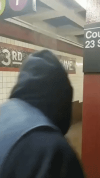 Heavy Rains Pour Through Ceiling at Queens Subway Station