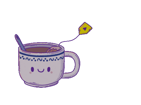 Szabiwriters giphyupload tea cup caj Sticker