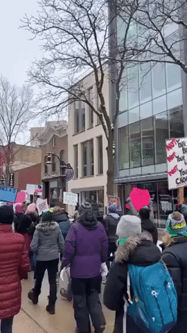 Pro-Abortion Rights Protesters March in Wisconsin Ahead of Supreme Court Justice Election