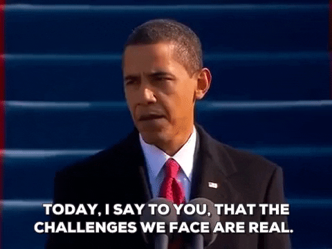 Obama saying Today, I say to you, that the challanges we face are real