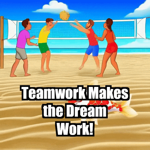 Teamwork Makes The Dream Work Beach GIF by TheConfishius