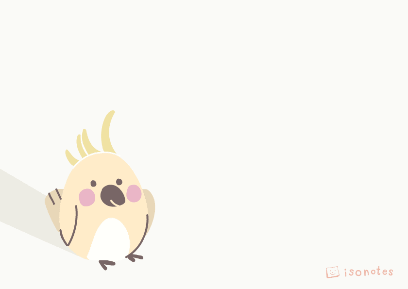 Text gif. A cartoon cockatoo throws hearts into the air where a message appears. Text, “I miss you lots!”