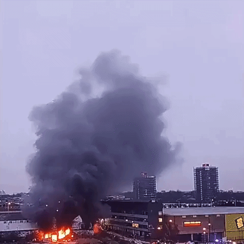Fire Blazes at Abandoned Warehouse Near London Stadium