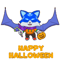 Flying Trick Or Treat Sticker by Toshithecat