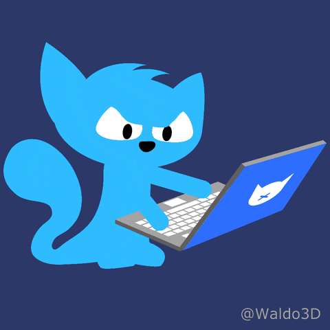 Waldo3D giphyupload cat working laptop GIF