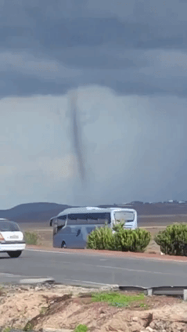 Funnel Cloud Spins in Lanzarote Amid Weather Warnings