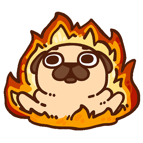 Fire Burn Sticker by Puglie Pug