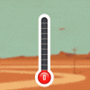 Digital art gif. A thermometer grows hotter and hotter until it bursts out of the top, indicating a scorching heat wave.