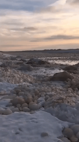 'Ice Balls' Form on Lake Michigan Shore