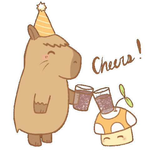 capybalara giphyupload party cheers friend Sticker
