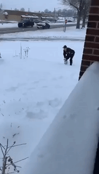 Small-Town Policeman and 6-Year-Old Duke It Out in Snowball Fight