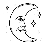 steph_fireflyatelier stars black and white moon minimal Sticker