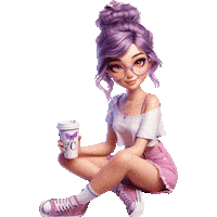 Sitting Coffee-Break Sticker