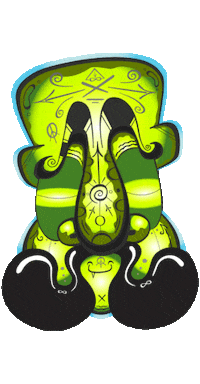 bobysotherworld happy art trippy green Sticker