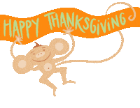 Monkey Thanksgiving Sticker by OneSquigglyLine