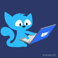 Waldo3D cat working laptop stressed GIF
