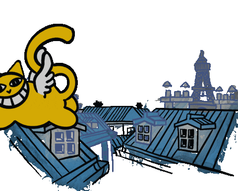 Cat Fly Sticker