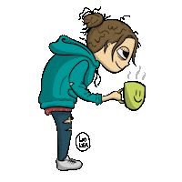 lirinea coffee tired cafe comic Sticker