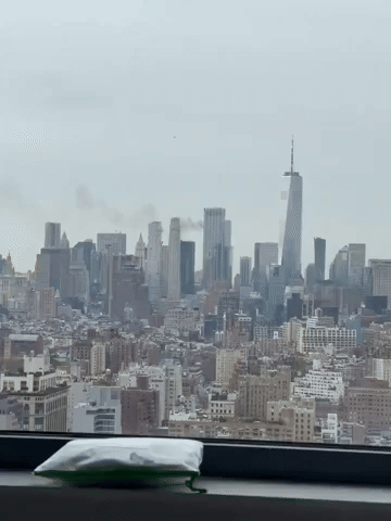 Smoke Billows From Fire in Manhattan Skyscraper