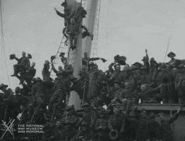 NationalWWIMuseum black and white goodbye waving ship GIF