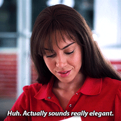 Movie gif. Aubrey Plaza as Brandy in The To Do List looks at a list and says, “Huh. Actually sounds really elegant.”