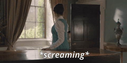 twoweeeeks giphyupload screaming sanditon losing it GIF