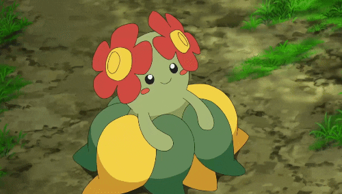 Pokémon gif. A very angry Bellossom throws her hands down in frustration.