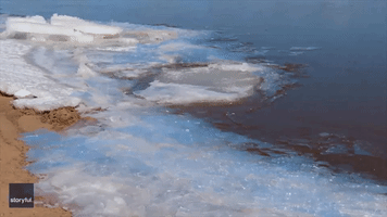 Ice Stacking Creates 'Cool Sounds' Along Shore of Lake Superior