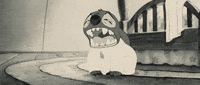 sad black and white GIF