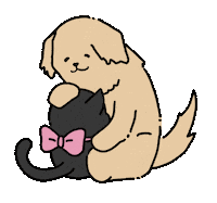 GoldendogBlackcat love hug blackcat goldendog Sticker