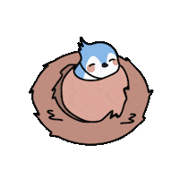 jeancreations bird sleeping nest bleu Sticker