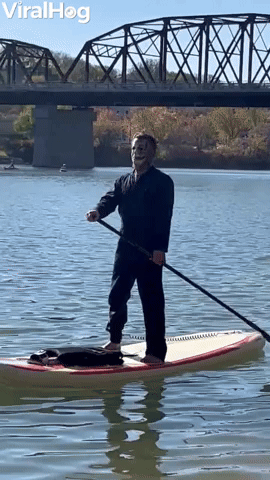 Michael Myers Using a Paddleboard  