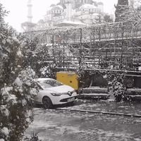 Snowfall Coats Istanbul's Sultan Ahmed Mosque