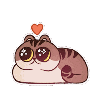 chloetheillustrator love cat heart i love you Sticker