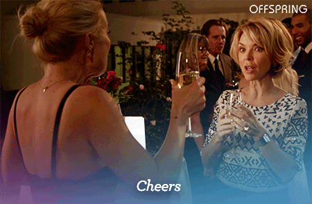 cheers nina GIF by Offspring on TEN
