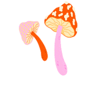 AliceNeedhamIllustration bounce plants floral mushroom Sticker