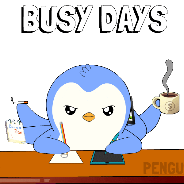 Getting Things Done Coffee Sticker by Pudgy Penguins