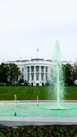 White House Fountain Goes Green for St Patty's Day