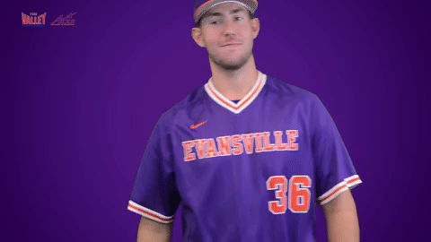 purple aces evansville GIF by Missouri Valley Conference