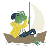 kkingillustration frog sailboat kkingillustration Sticker