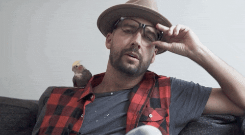 A man is fixing his glasses and saying the words, "WHAT DO I DO DURING THE DAY? WELL I'M UNEMPLOYED."