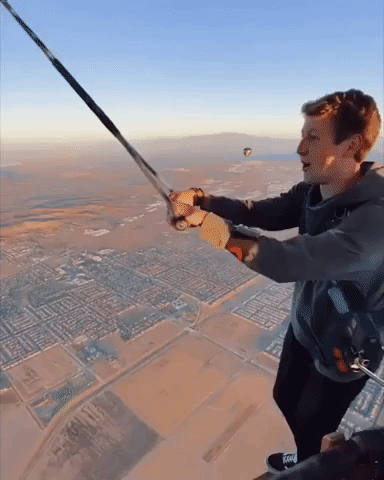 'See Ya!': Skydiver Makes Swinging Departure From Hot-Air Balloon Over California