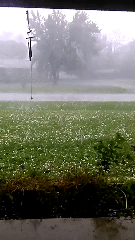Hailstorm Blankets Front Lawn in Ada, Oklahoma