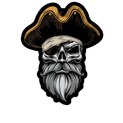 Edward Teach Skull Sticker by BEARDED VILLAINS