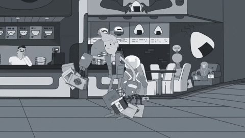 tired shopping GIF by Cartoon Hangover
