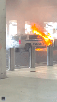 Police Vehicle Catches Fire at LaGuardia Airport in New York