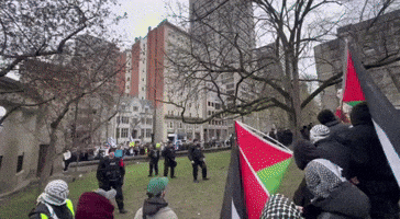 Police Stand Between Pro-Palestine and Pro-Israel Protesters at Montreal's McGill University