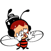 Peebeez red scary scared bee Sticker