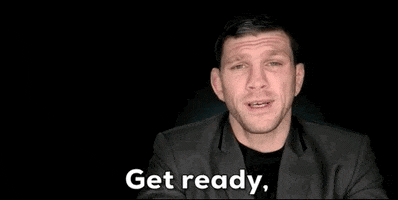 Video gif. Kurt Holobaugh on The Ultimate Fighter raises his eyebrows and speaks with conviction as he says, "Get ready, "cause you're coming into shark-infested waters." 